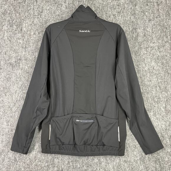 Santic Jacket Mens XL Gray Cycling Biking Zip Up Windproof Pockets Collar - Picture 2 of 7